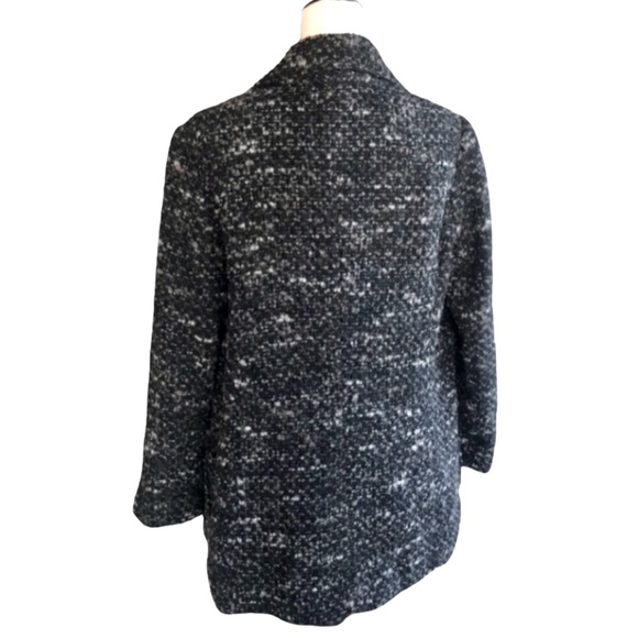 J. Jill Black Wool Blend Oversized Boucle Coat Small Black Camel Brown - Picture 5 of 8